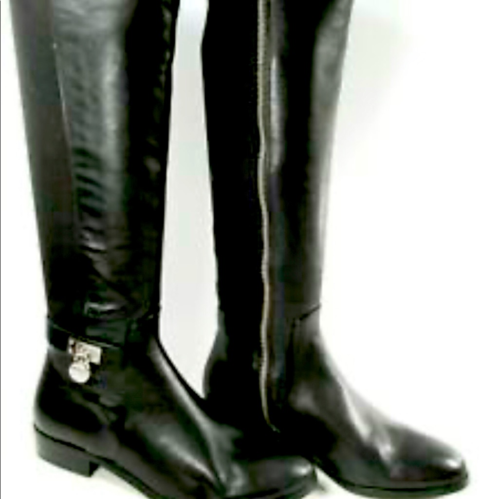 Michael Kors Pw15e Tall Black Leather Stretch Boot 6 New